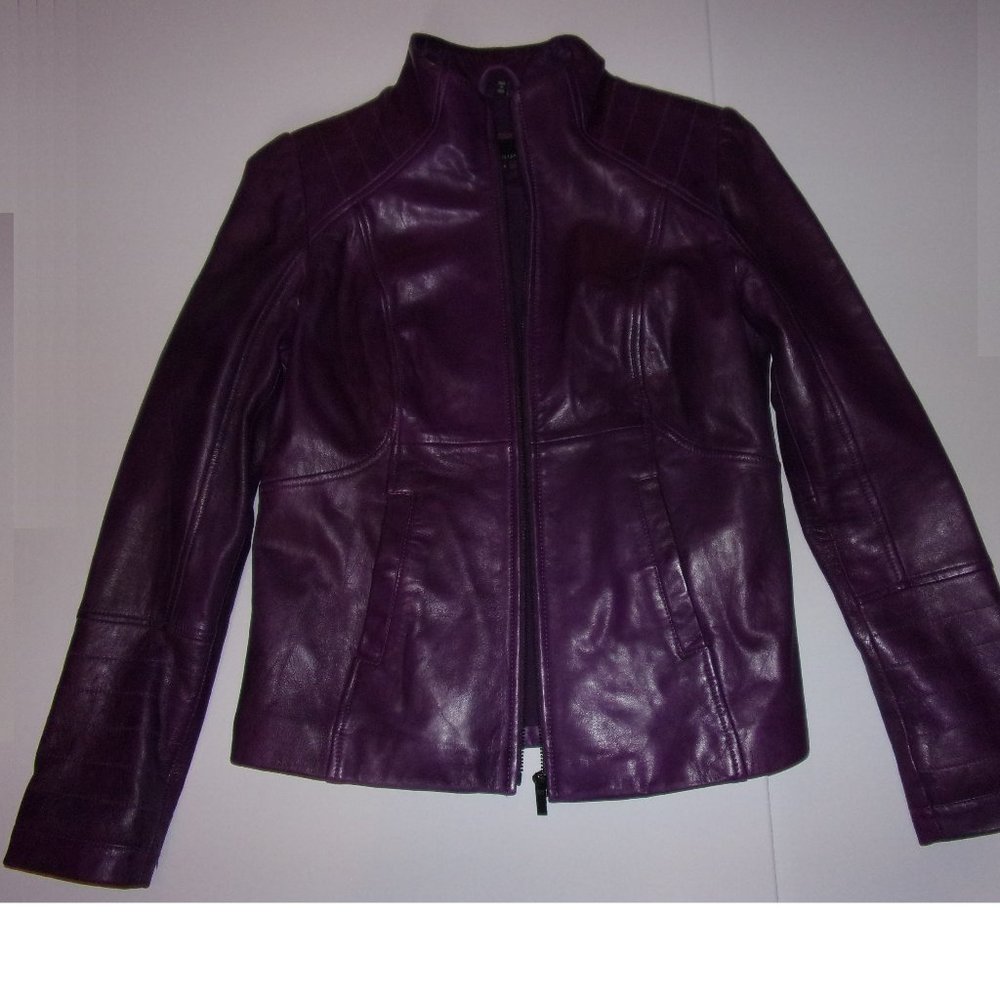 Wilsons Leather Women’s Real Leather Purple Biker Jacket